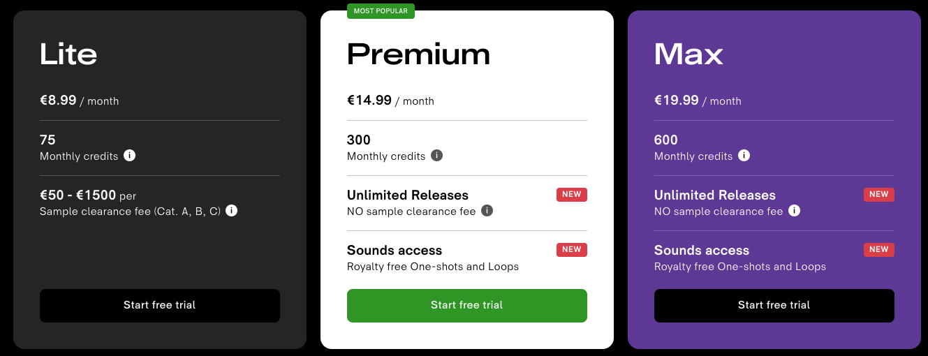 What subscription plans do you offer? Tracklib