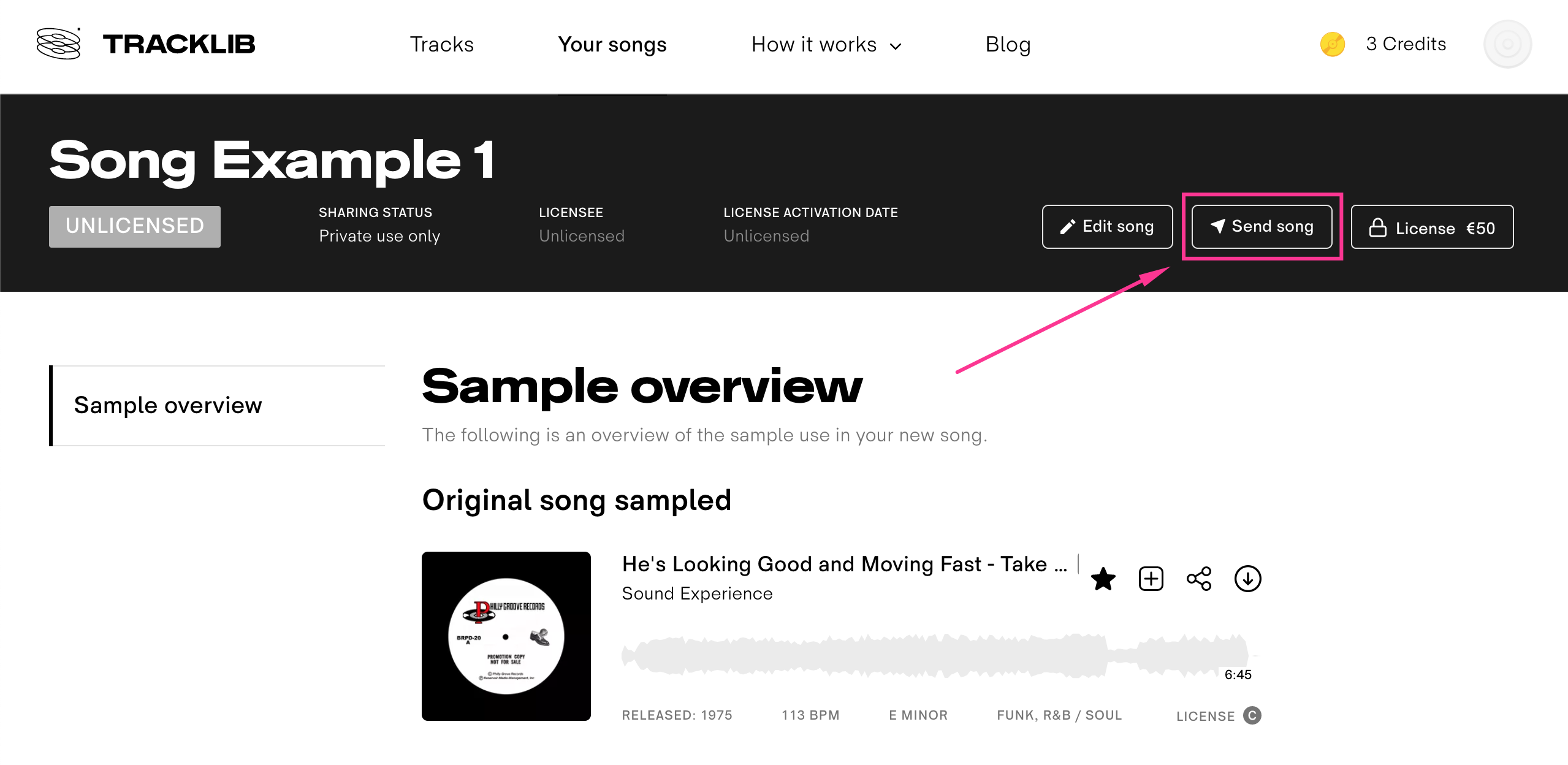 How Can I Send My Registered Song To Another User Tracklib