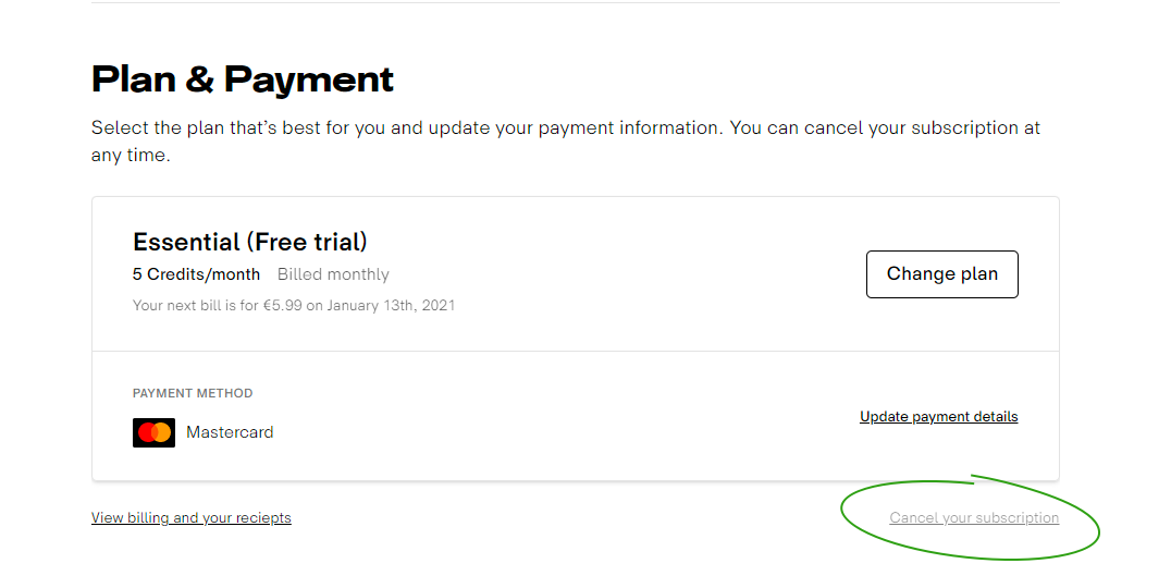 How do I cancel my free trial subscription?